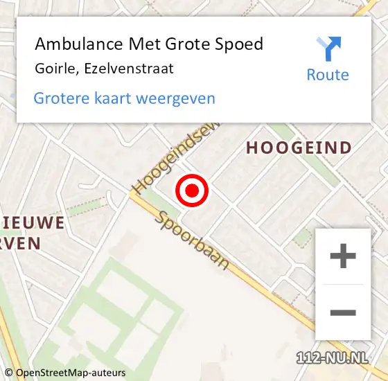 Locatie op kaart van de 112 melding: Ambulance Met Grote Spoed Naar Goirle, Ezelvenstraat op 5 januari 2018 01:23