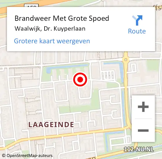 Locatie op kaart van de 112 melding: Brandweer Met Grote Spoed Naar Waalwijk, Dr. Kuyperlaan op 5 januari 2018 01:51