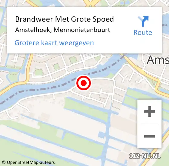 Locatie op kaart van de 112 melding: Brandweer Met Grote Spoed Naar Amstelhoek, Mennonietenbuurt op 5 januari 2018 03:38