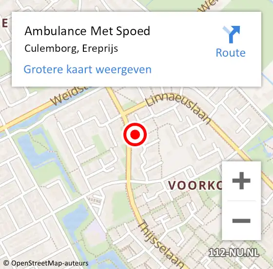 Locatie op kaart van de 112 melding: Ambulance Met Spoed Naar Culemborg, Ereprijs op 5 januari 2018 04:53