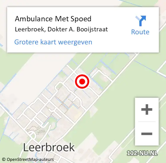 Locatie op kaart van de 112 melding: Ambulance Met Spoed Naar Leerbroek, Dokter A. Booijstraat op 5 januari 2018 05:38