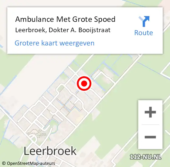 Locatie op kaart van de 112 melding: Ambulance Met Grote Spoed Naar Leerbroek, Dokter A. Booijstraat op 5 januari 2018 05:41