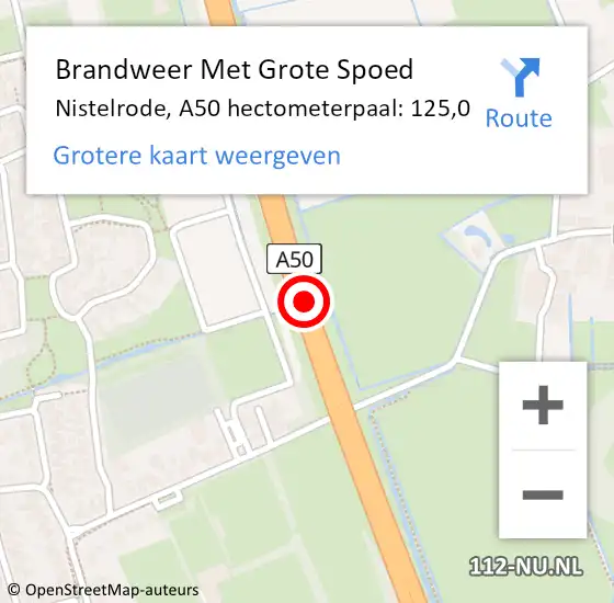 Locatie op kaart van de 112 melding: Brandweer Met Grote Spoed Naar Nistelrode, A50 hectometerpaal: 129,9 op 5 januari 2018 07:06