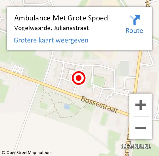 Locatie op kaart van de 112 melding: Ambulance Met Grote Spoed Naar Vogelwaarde, Julianastraat op 5 januari 2018 07:09