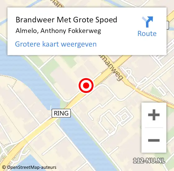 Locatie op kaart van de 112 melding: Brandweer Met Grote Spoed Naar Almelo, Anthony Fokkerweg op 5 januari 2018 08:10