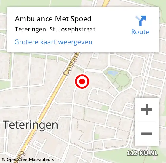 Locatie op kaart van de 112 melding: Ambulance Met Spoed Naar Teteringen, St. Josephstraat op 5 januari 2018 08:35