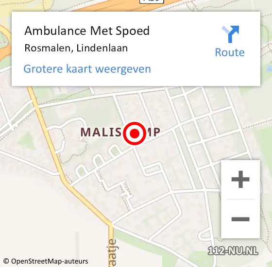 Locatie op kaart van de 112 melding: Ambulance Met Spoed Naar Rosmalen, Lindenlaan op 5 januari 2018 08:47