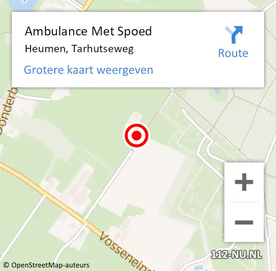 Locatie op kaart van de 112 melding: Ambulance Met Spoed Naar Heumen, Tarhutseweg op 5 januari 2018 08:59