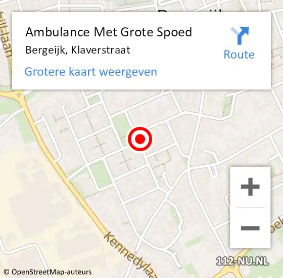 Locatie op kaart van de 112 melding: Ambulance Met Grote Spoed Naar Bergeijk, Klaverstraat op 5 januari 2018 09:12