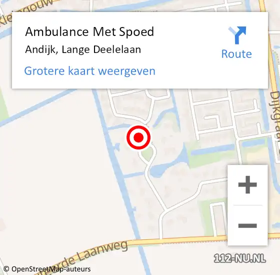 Locatie op kaart van de 112 melding: Ambulance Met Spoed Naar Andijk, Lange Deelelaan op 5 januari 2018 09:13