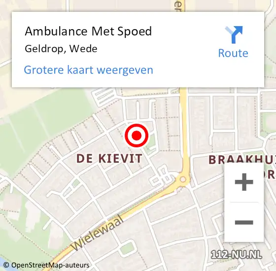 Locatie op kaart van de 112 melding: Ambulance Met Spoed Naar Geldrop, Wede op 5 januari 2018 09:24