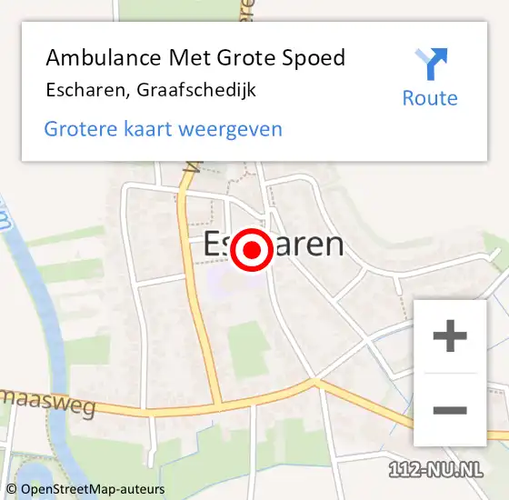 Locatie op kaart van de 112 melding: Ambulance Met Grote Spoed Naar Escharen, Graafschedijk op 5 januari 2018 09:34