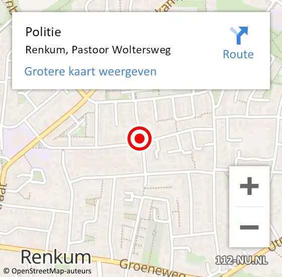 Locatie op kaart van de 112 melding: Politie Renkum, Pastoor Woltersweg op 12 februari 2014 09:46