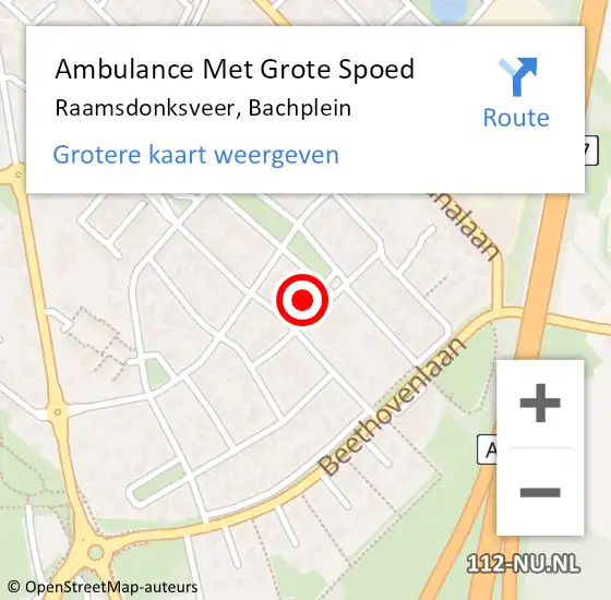 Locatie op kaart van de 112 melding: Ambulance Met Grote Spoed Naar Raamsdonksveer, Bachplein op 5 januari 2018 10:00