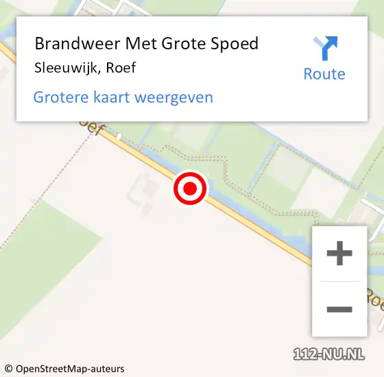 Locatie op kaart van de 112 melding: Brandweer Met Grote Spoed Naar Sleeuwijk, De Roef op 5 januari 2018 10:10