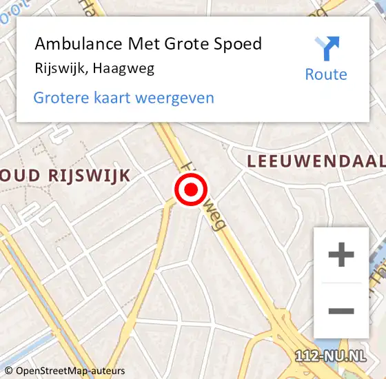 Locatie op kaart van de 112 melding: Ambulance Met Grote Spoed Naar Rijswijk, Haagweg op 5 januari 2018 10:14