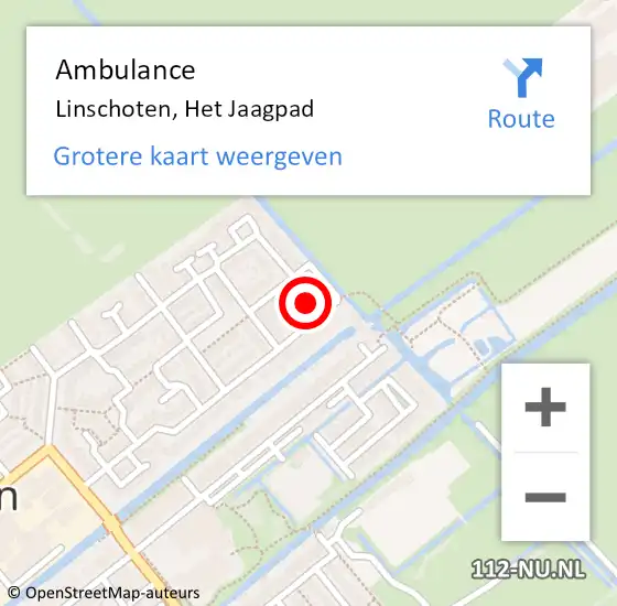 Locatie op kaart van de 112 melding: Ambulance Linschoten, Het Jaagpad op 5 januari 2018 10:30