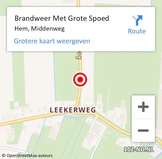 Locatie op kaart van de 112 melding: Brandweer Met Grote Spoed Naar Hem, Middenweg op 5 januari 2018 10:32