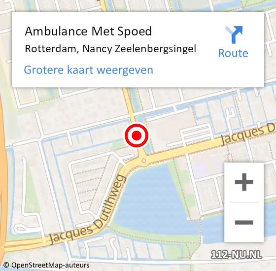 Locatie op kaart van de 112 melding: Ambulance Met Spoed Naar Rotterdam, Nancy Zeelenbergsingel op 5 januari 2018 10:42
