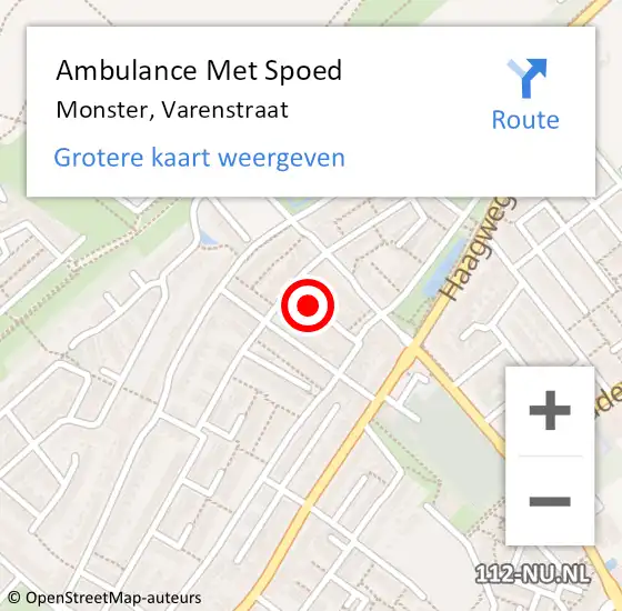 Locatie op kaart van de 112 melding: Ambulance Met Spoed Naar Monster, Varenstraat op 5 januari 2018 10:48