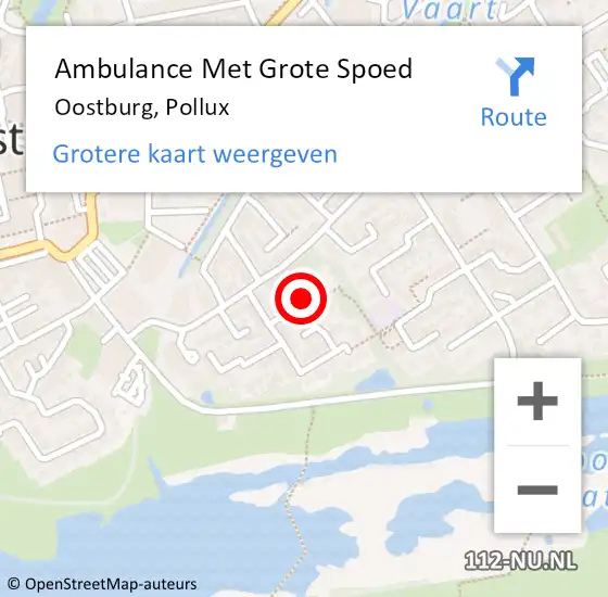 Locatie op kaart van de 112 melding: Ambulance Met Grote Spoed Naar Oostburg, Pollux op 5 januari 2018 11:20