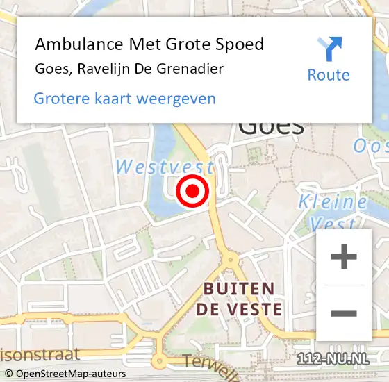 Locatie op kaart van de 112 melding: Ambulance Met Grote Spoed Naar Goes, Ravelijn De Grenadier op 5 januari 2018 11:39