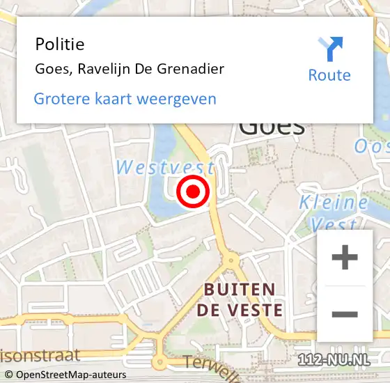 Locatie op kaart van de 112 melding: Politie Goes, Ravelijn De Grenadier op 5 januari 2018 11:40