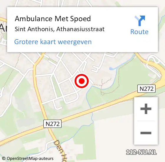 Locatie op kaart van de 112 melding: Ambulance Met Spoed Naar Sint Anthonis, Athanasiusstraat op 5 januari 2018 11:55