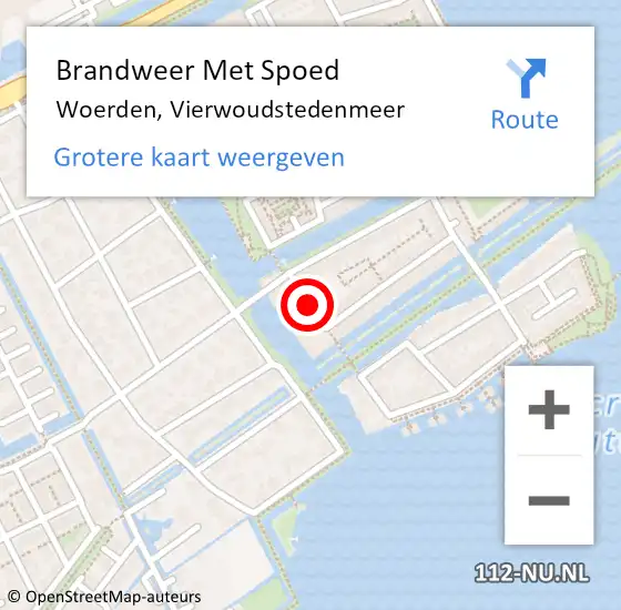 Locatie op kaart van de 112 melding: Brandweer Met Spoed Naar Woerden, Vierwoudstedenmeer op 5 januari 2018 12:09