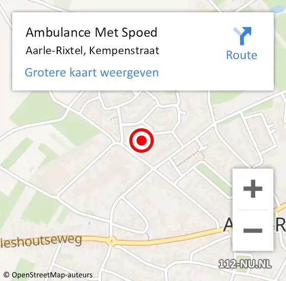 Locatie op kaart van de 112 melding: Ambulance Met Spoed Naar Aarle-Rixtel, Kempenstraat op 5 januari 2018 12:11