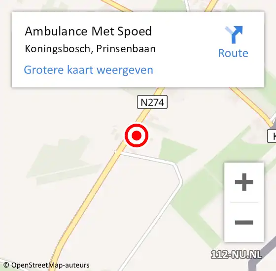 Locatie op kaart van de 112 melding: Ambulance Met Spoed Naar Koningsbosch, Prinsenbaan op 5 januari 2018 12:40