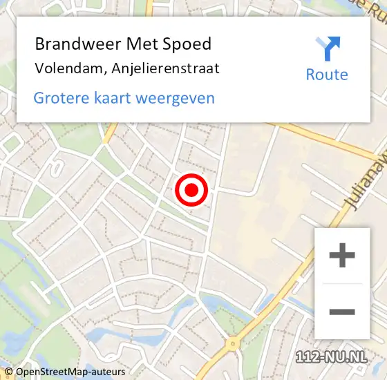 Locatie op kaart van de 112 melding: Brandweer Met Spoed Naar Volendam, Anjelierenstraat op 5 januari 2018 12:42