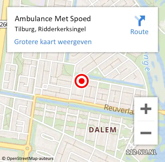 Locatie op kaart van de 112 melding: Ambulance Met Spoed Naar Tilburg, Ridderkerksingel op 5 januari 2018 13:15