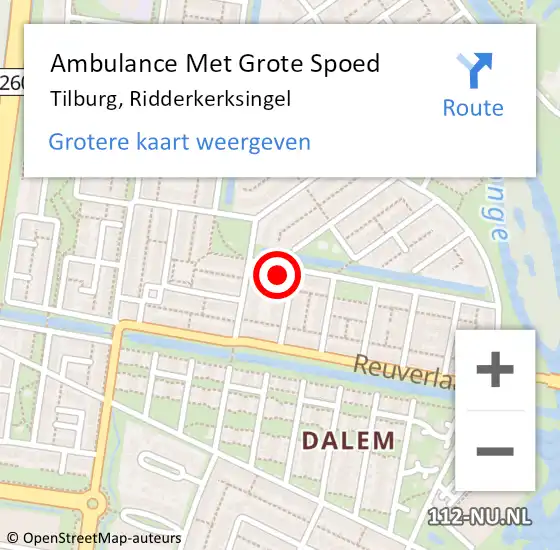 Locatie op kaart van de 112 melding: Ambulance Met Grote Spoed Naar Tilburg, Ridderkerksingel op 5 januari 2018 13:16