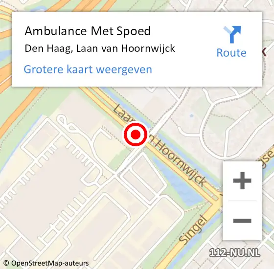 Locatie op kaart van de 112 melding: Ambulance Met Spoed Naar Den Haag, Laan van Hoornwijck op 5 januari 2018 13:54