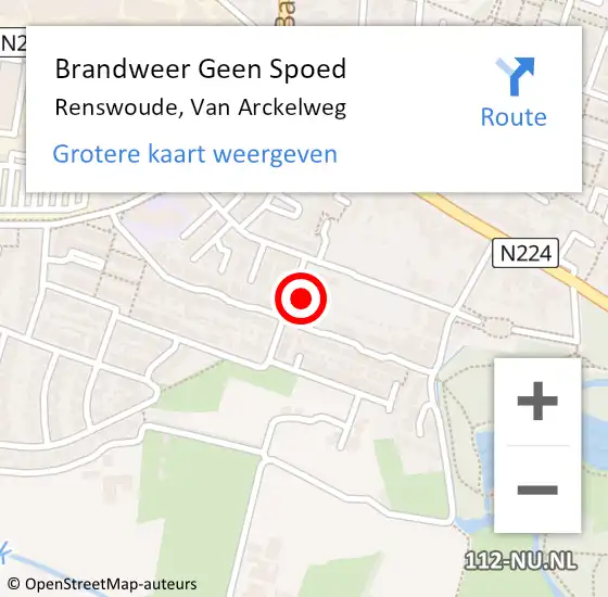 Locatie op kaart van de 112 melding: Brandweer Geen Spoed Naar Renswoude, Van Arckelweg op 5 januari 2018 14:21