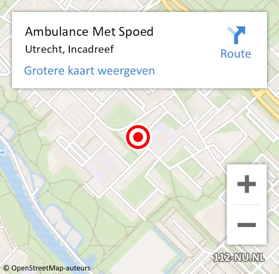 Locatie op kaart van de 112 melding: Ambulance Met Spoed Naar Utrecht, Incadreef op 5 januari 2018 14:43