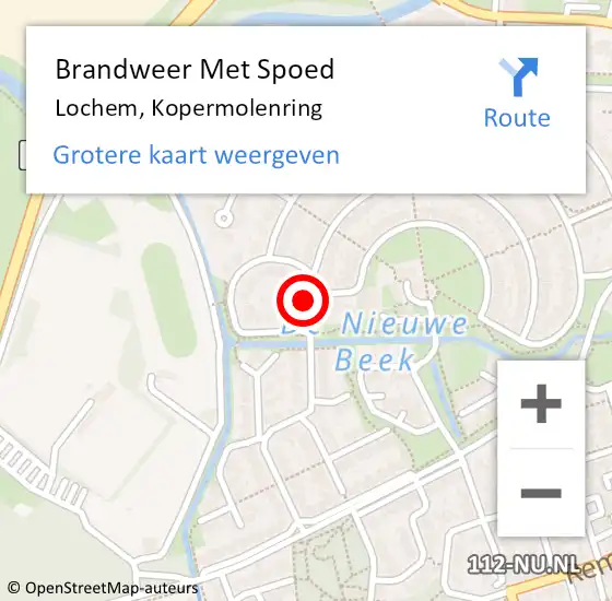 Locatie op kaart van de 112 melding: Brandweer Met Spoed Naar Lochem, Kopermolenring op 5 januari 2018 14:45