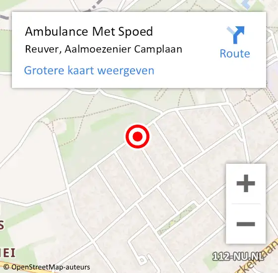 Locatie op kaart van de 112 melding: Ambulance Met Spoed Naar Reuver, Aalmoezenier Camplaan op 5 januari 2018 15:44