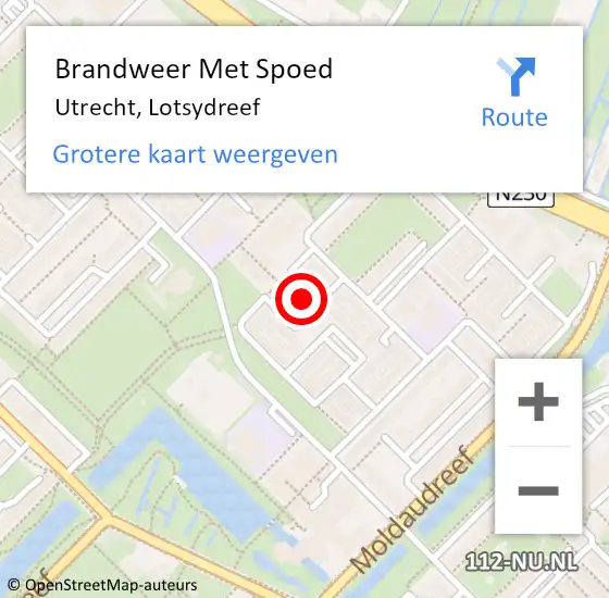 Locatie op kaart van de 112 melding: Brandweer Met Spoed Naar Utrecht, Lotsydreef op 5 januari 2018 15:57