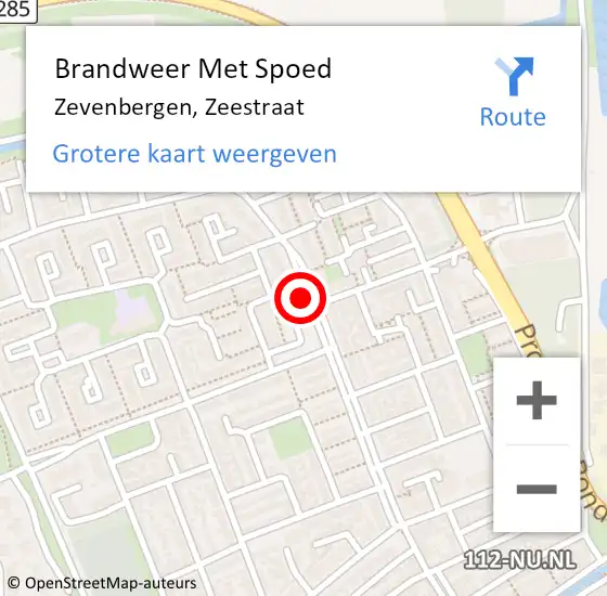 Locatie op kaart van de 112 melding: Brandweer Met Spoed Naar Zevenbergen, Zeestraat op 5 januari 2018 16:02