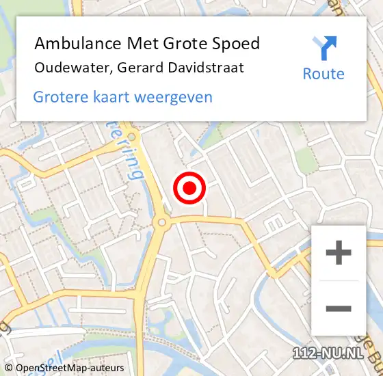 Locatie op kaart van de 112 melding: Ambulance Met Grote Spoed Naar Oudewater, Gerard Davidstraat op 5 januari 2018 16:12