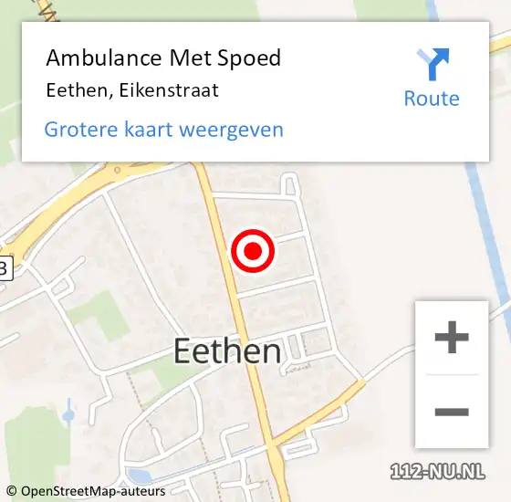 Locatie op kaart van de 112 melding: Ambulance Met Spoed Naar Eethen, Eikenstraat op 5 januari 2018 16:40