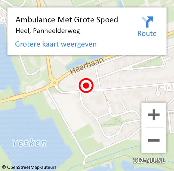 Locatie op kaart van de 112 melding: Ambulance Met Grote Spoed Naar Heel, Panheelderweg op 5 januari 2018 16:43