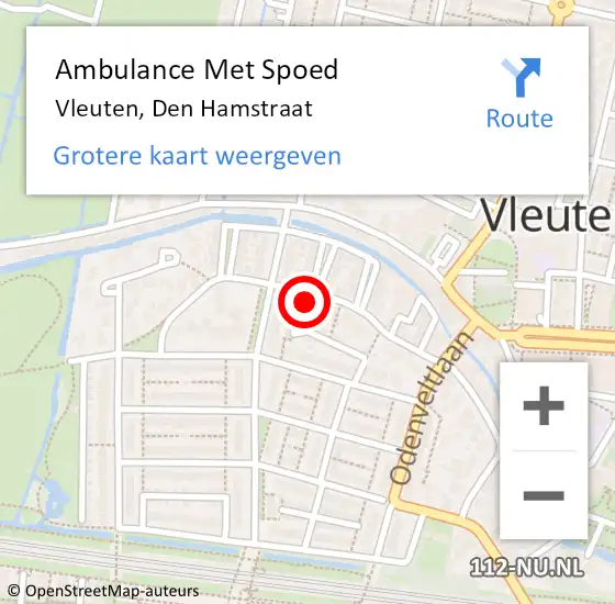 Locatie op kaart van de 112 melding: Ambulance Met Spoed Naar Vleuten, Den Hamstraat op 5 januari 2018 16:47