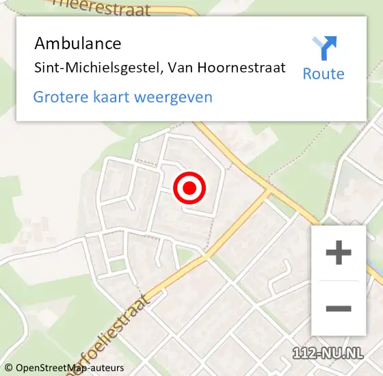 Locatie op kaart van de 112 melding: Ambulance Sint-Michielsgestel, Van Hoornestraat op 5 januari 2018 16:47