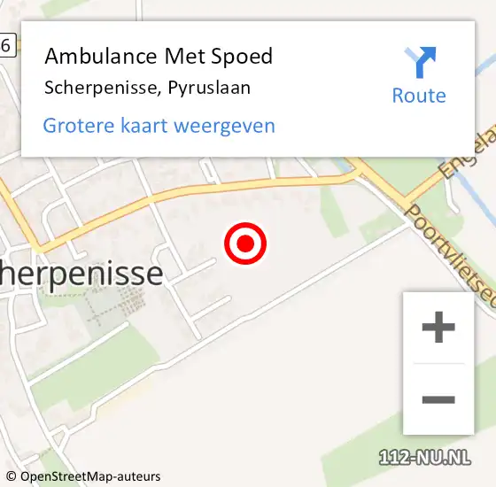 Locatie op kaart van de 112 melding: Ambulance Met Spoed Naar Scherpenisse, Pyruslaan op 5 januari 2018 17:04