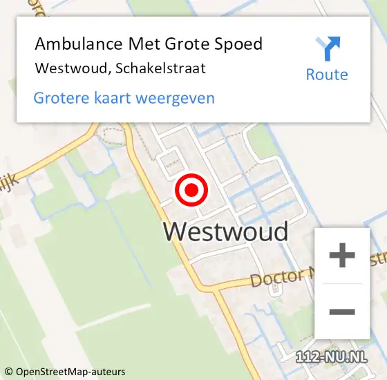 Locatie op kaart van de 112 melding: Ambulance Met Grote Spoed Naar Westwoud, Schakelstraat op 5 januari 2018 17:41