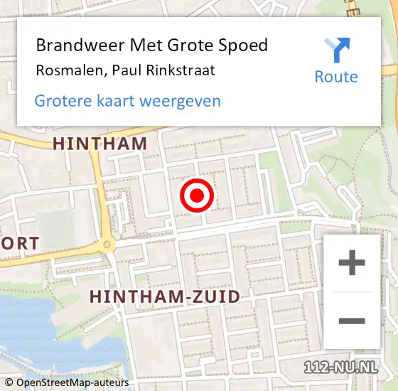 Locatie op kaart van de 112 melding: Brandweer Met Grote Spoed Naar Rosmalen, Paul Rinkstraat op 5 januari 2018 17:46