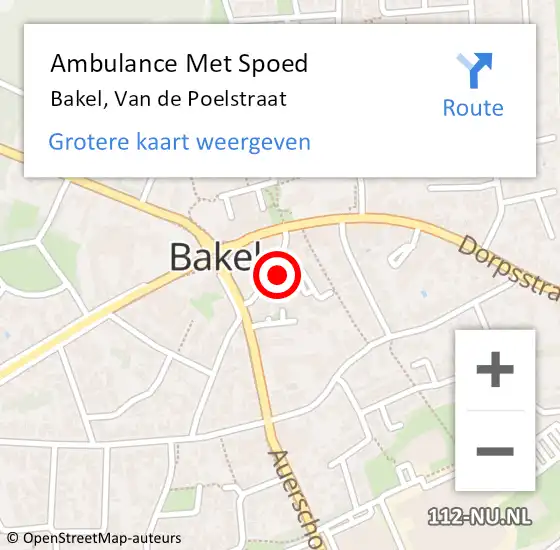 Locatie op kaart van de 112 melding: Ambulance Met Spoed Naar Bakel, Van de Poelstraat op 5 januari 2018 17:49